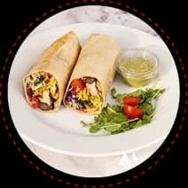 Halal Beef | Mushroom-Lentil Patty | tomato | onion | buffalo aioli